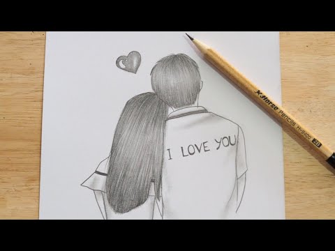 วาดรูปผู้หญิงกับผู้ชาย ❤️คู่รัก | วาดภาพแรเงา | How To Draw couple love | Sketching